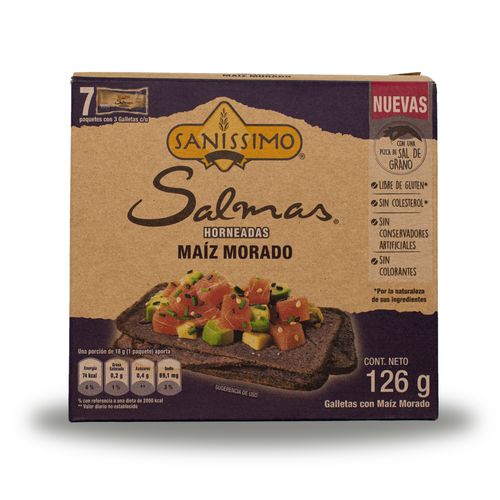 SANISSIMO GALLETAS SALMAS CON MAIZ MORADO  7 UNID
