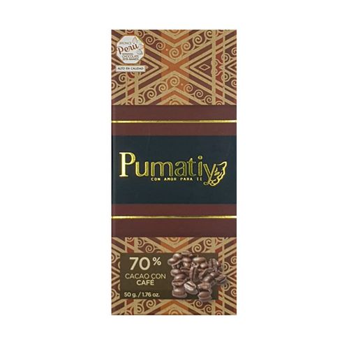 PUMATIY 70% CACAO CON CAFÉ 50GR