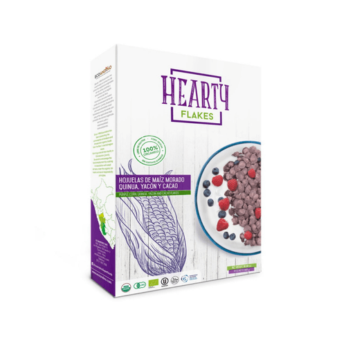 HEARTY FLAKES HOJUELAS DE MAÍZ MORADO CACAO ORGÁNICO