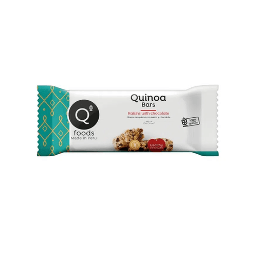 FOODS  BARRA DE QUINOA CON PASAS Y CHOCOLATE GLUTEN FREE  30GR
