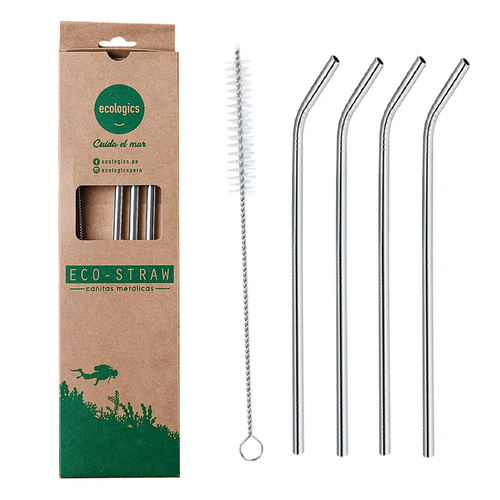 ECOLOGICS ECO STRAW CAÑITAS METALICAS PACK 4