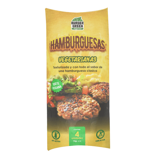 HAMBURGUESA DE QUINUA CON PIMIENTOS SOASADOS 4UND BURGER GREEN 90GR C/U