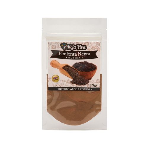 HOJA VIVA PIMIENTA NEGRA MOLIDA EN BOLSA 15GR