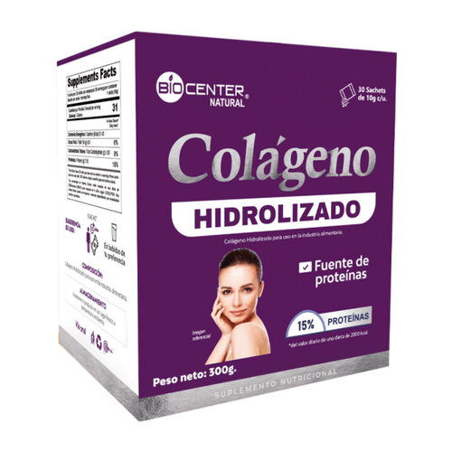 COLAGENO HIDROLIZADO NATURAL 30 SACHETS BIOCENTER 300GR