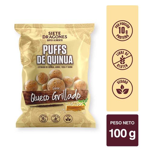 PUFF DE QUINUA SABOR QUESO GRILLADO SIETE DRAGONES 100GR