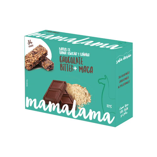 MAMALAMA BARRAS CHOCOLATE BITTER MACA CAJA X 5UNID