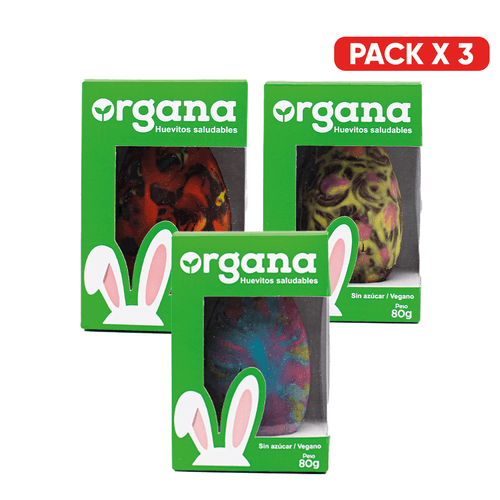 PACK X3 HUEVO DE PASCUA PREMIUM SIN AZUCAR AL 98% CACAO