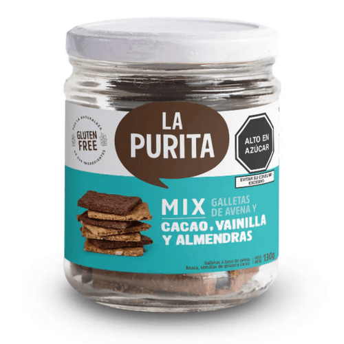 GALLETAS DE AVENA MIX CACAO  VAINILLA Y ALMENDRAS LA PURITA 130GR
