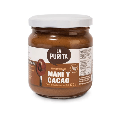 MANTEQUILLA DE MANI Y CACAO LA PURITA 170GR