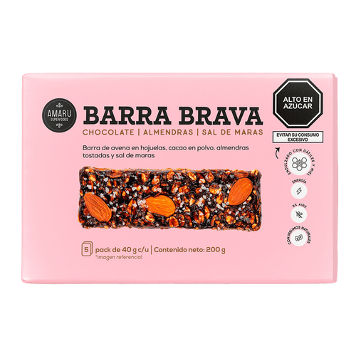 AMARU BARRA BRAVA CHOCOLATE ALMENDRAS SAL DE MARAS X 5UNID