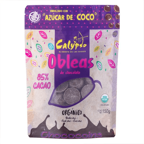 CALYPSO MONEDAS DE CHOCOLATE 85% CACAO EN BOLSA CON AZUCAR DE COCO 150GR