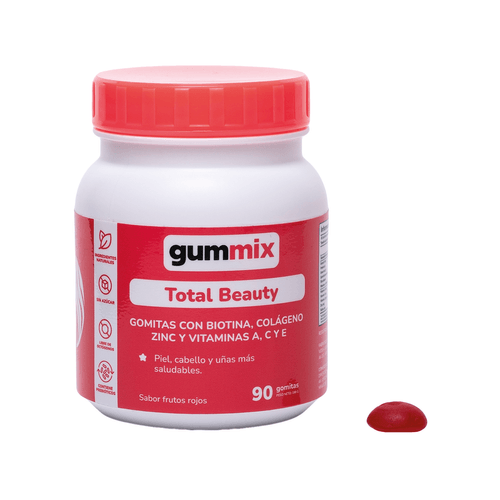 TOTAL BEAUTY CON BIOTINA, COLAGENO, ZINC Y VIT A,C,Y E GUMMIX 90GOMITAS