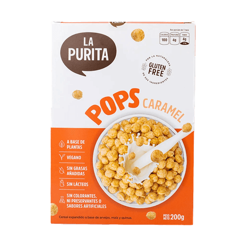 CEREAL POPS MAIZ CARAMEL LA PURITA 200GR