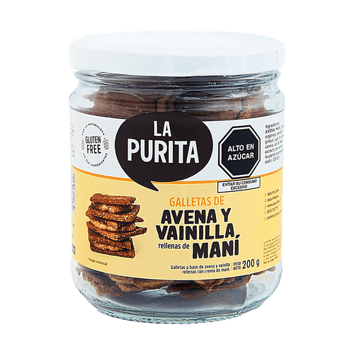 GALLETAS DE AVENA Y VAINILLA RELLENA DE MANI LA PURITA 200GR
