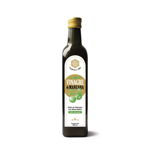 VINAGRE DE MANZANA CON MASA MADRE FLOR DE LA VIDA 500ML