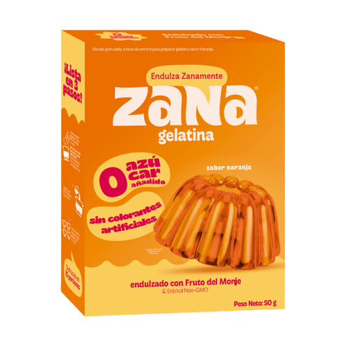 GELATINA SIN AZUCAR SABOR NARANJA ZANA 50GR