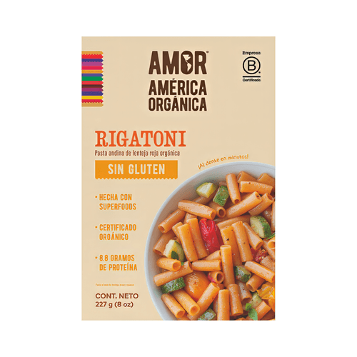 AMERICA ORGANICA PASTA ANDINA LENTEJA RIGATONI X227GR