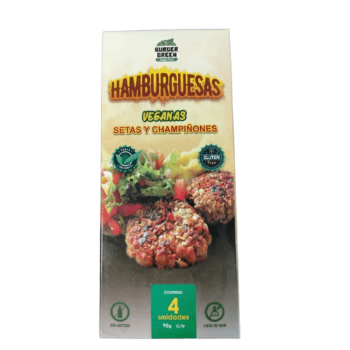 HAMBURGUESAS VEGANAS CON CHAMPIÑONES BURGER GREEN 90 GR C/U